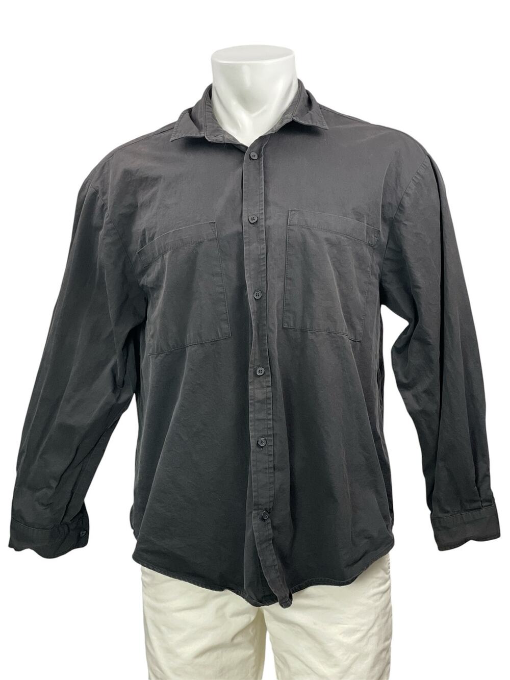 DISSH Men's Dark Gray Long Sleeve Collared Career Button Down Shirt Top Size 4